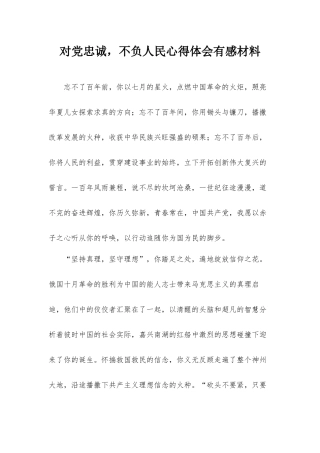 对党忠诚不负人民心得体会有感材料.docx
