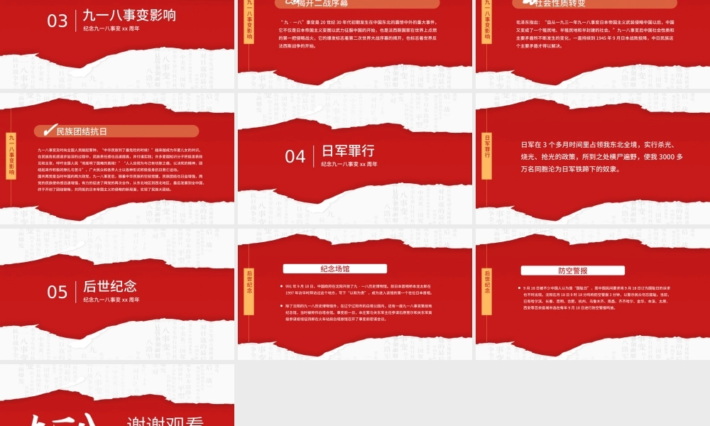 纪念九一八事变xx周年勿忘国耻PPT课件（带内容）.pptx