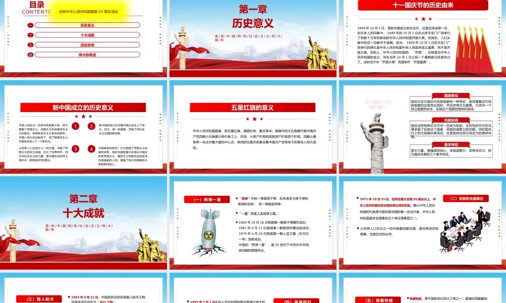 庆祝中华人民共和国建国XX周年活动历史意义十大成就伟大的奇迹PPT课件（带内容）.pptx