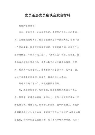 党员基层党员座谈会发言材料.docx