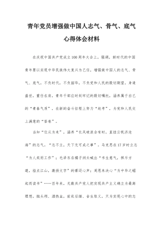 青年党员增强做中国人志气、骨气、底气心得体会材料.docx