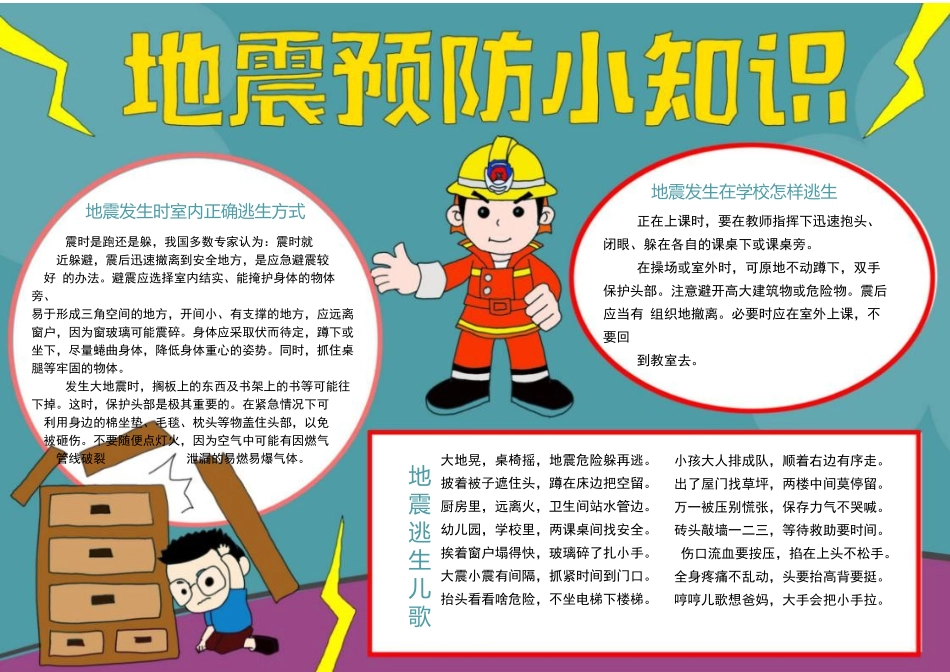 地震逃生小知识手抄报模板下载.docx_第1页