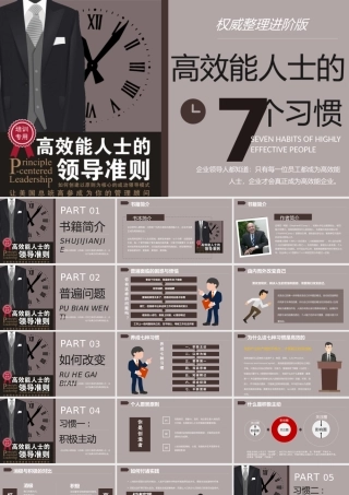 读书笔记《高效能人士的七个习惯》逻辑梳理企业管理培训书籍PPT模板下载.pptx