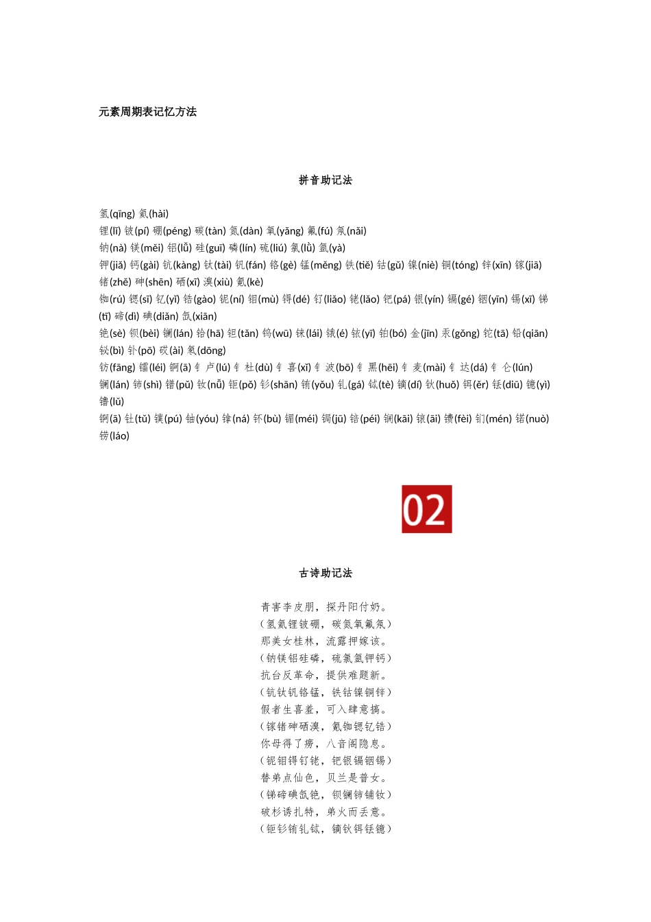 几种元素周期表记忆方法.docx_第1页