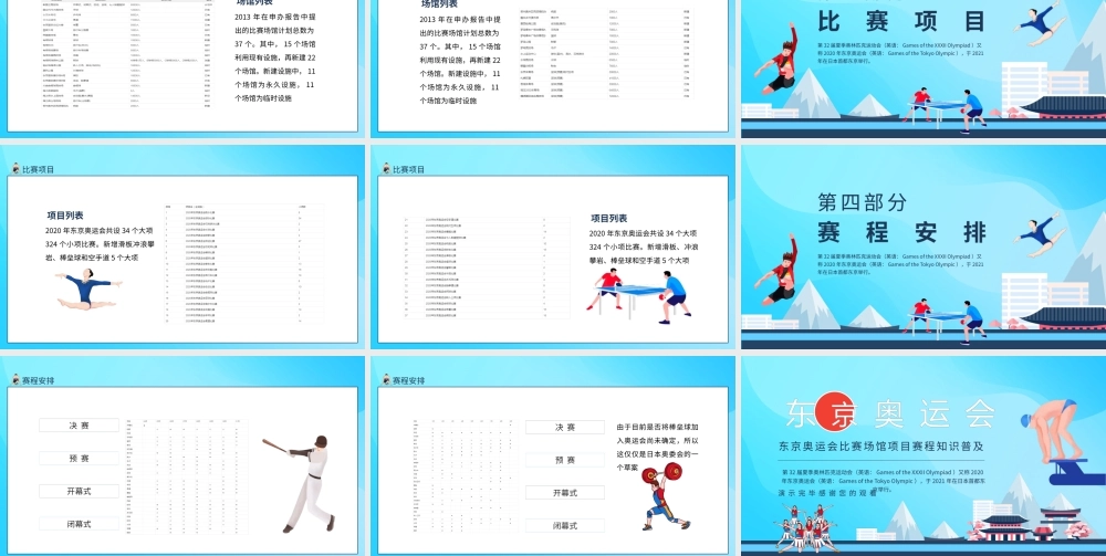 东京奥运会比赛场馆项目赛程知识普及动态PPT模板下载.pptx