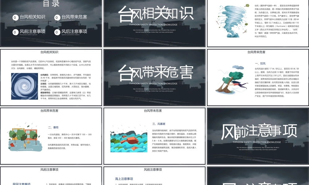 台风安全防护知识台风的危害台风注意事项PPT课件（带内容）.pptx