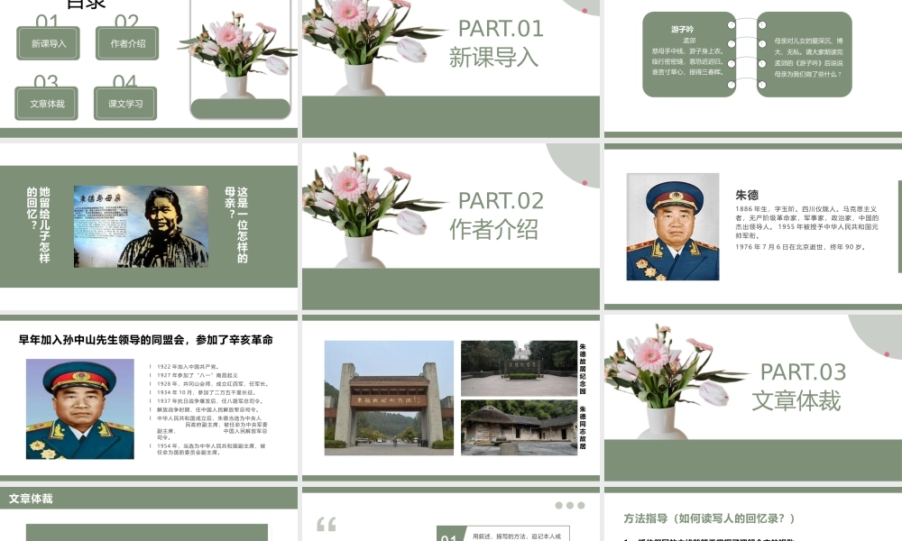 回忆我的母亲高中语文PPT模板下载.pptx