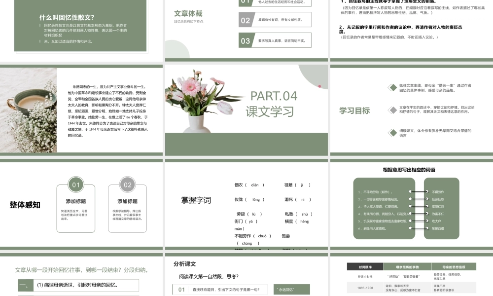 回忆我的母亲高中语文PPT模板下载.pptx