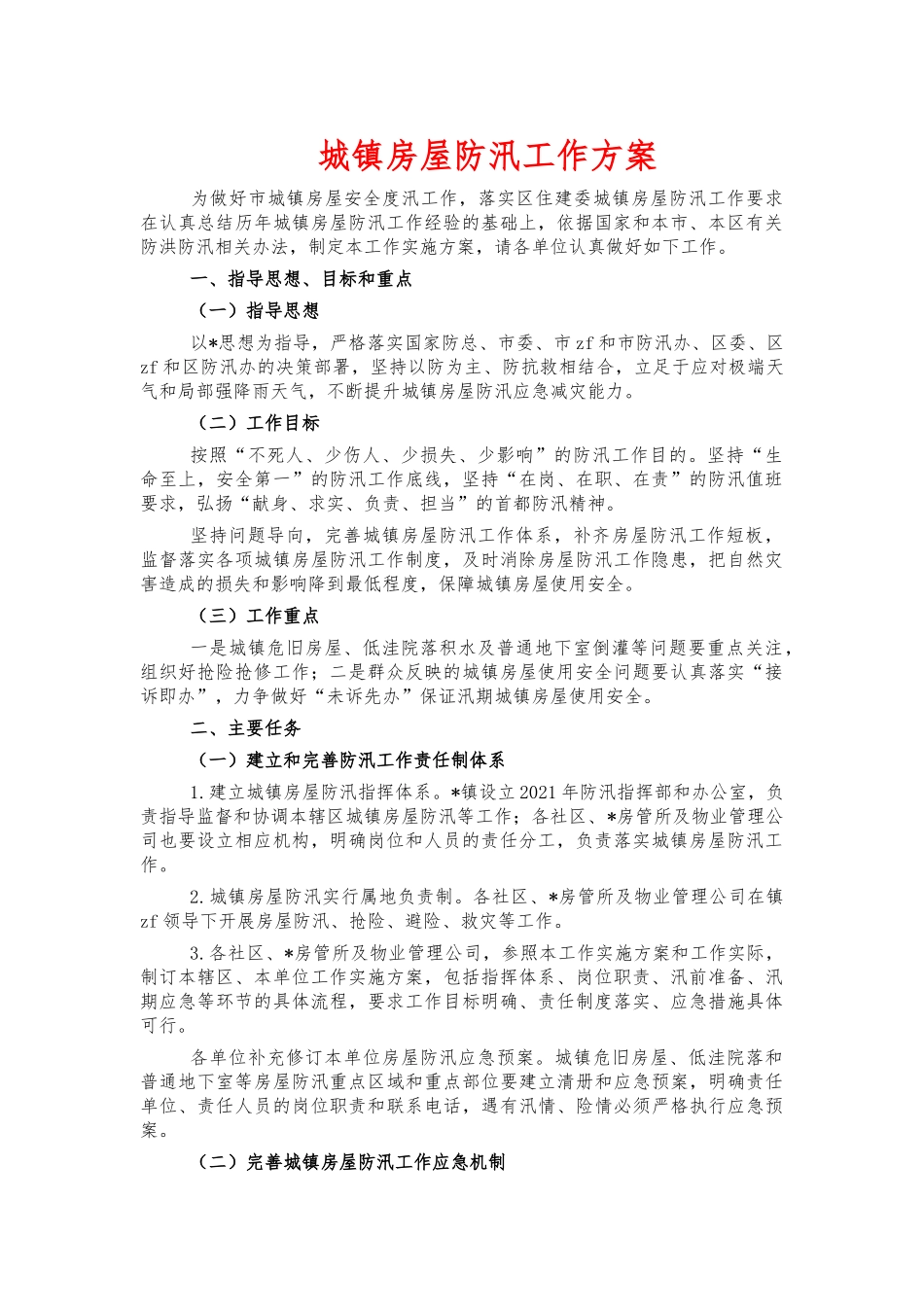 城镇房屋防汛工作方案.docx_第1页