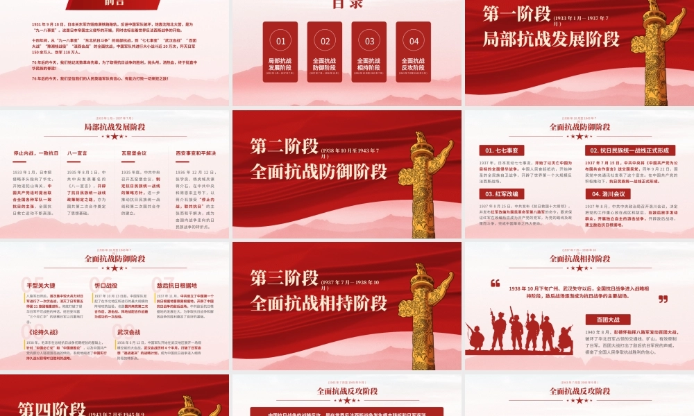 党史学习教育抗日战争胜利76周年回顾中华民族14年的抗日战争编年史PPT课件（带内容）.pptx