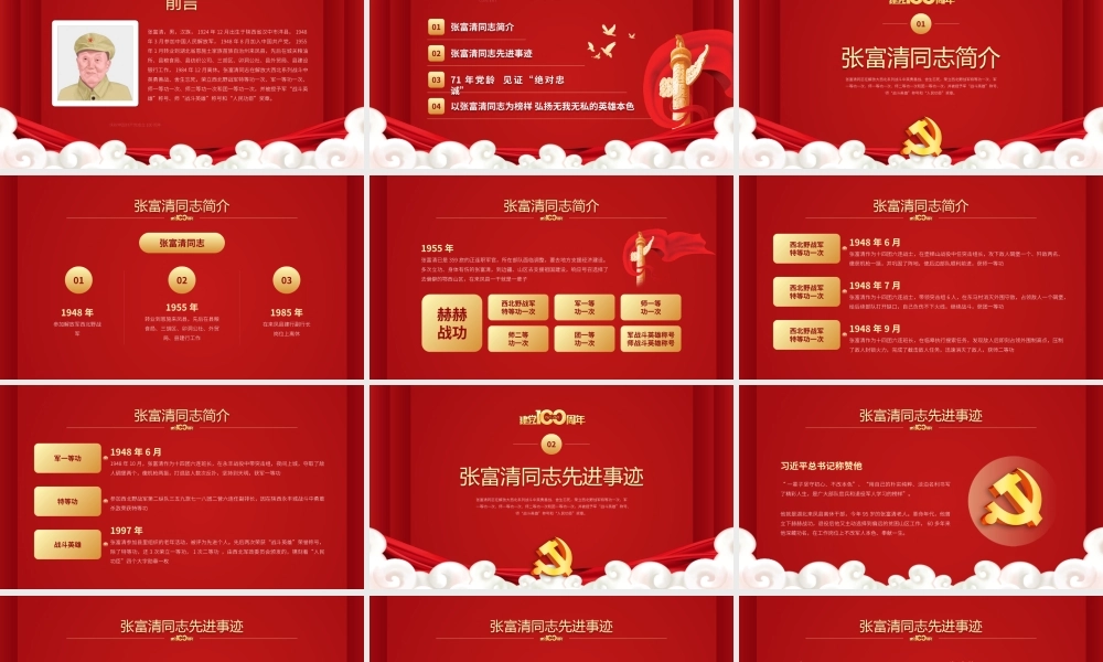 讲好中国共产党的故事之张富清介绍PPT模板下载.pptx