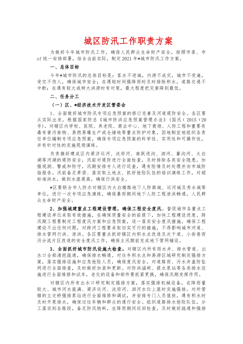 城区防汛工作职责方案.docx_第1页