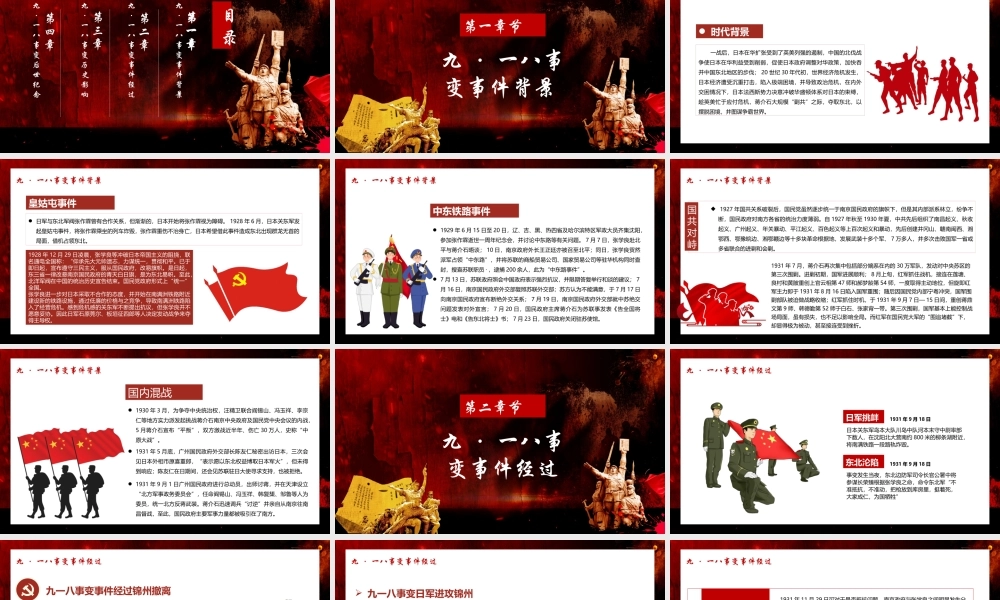 党政风纪念九一八历史事件勿忘国耻宣传教育PPT模板下载.pptx