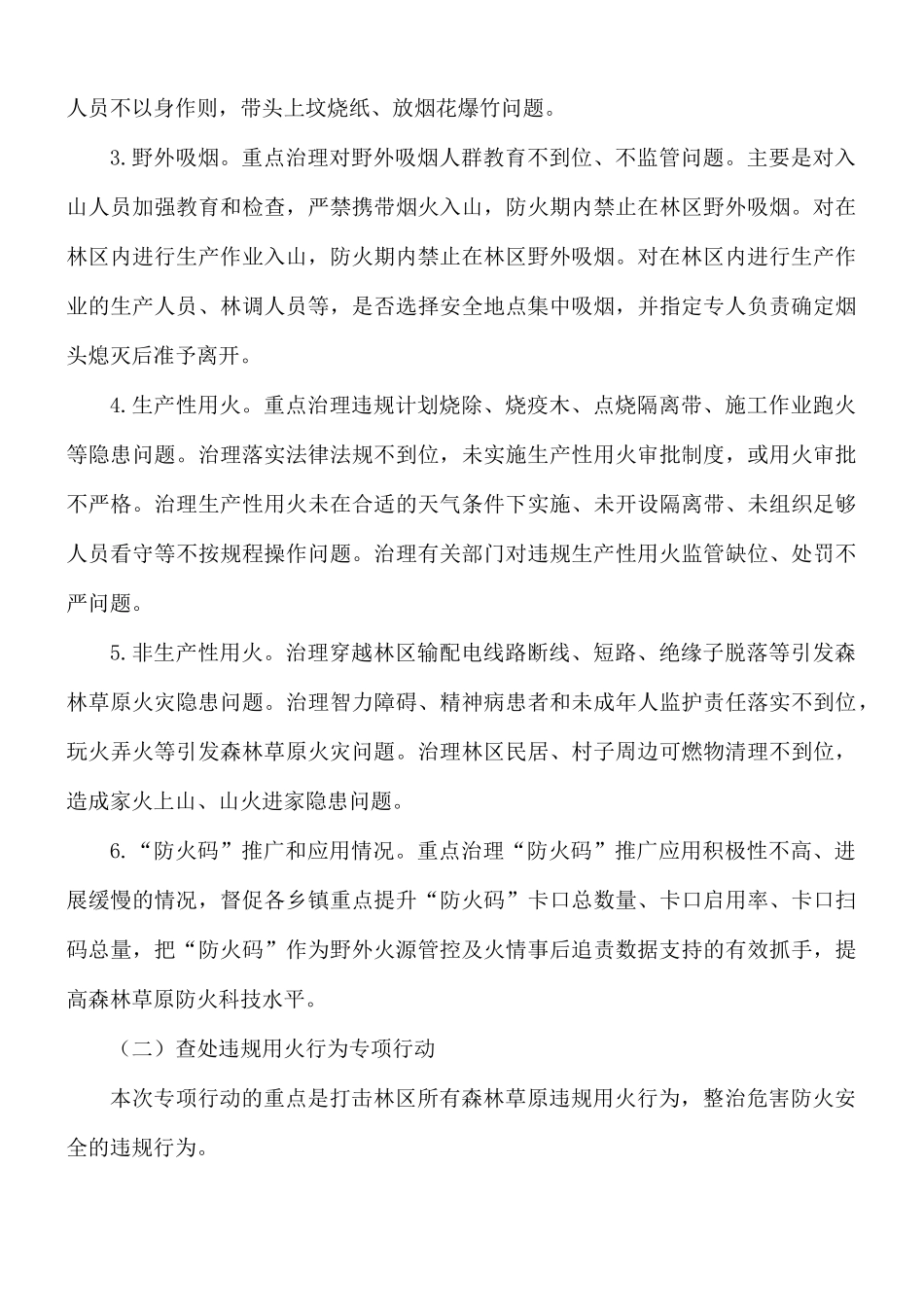 2021年查处违规用火行为专项行动实施方案.docx_第3页