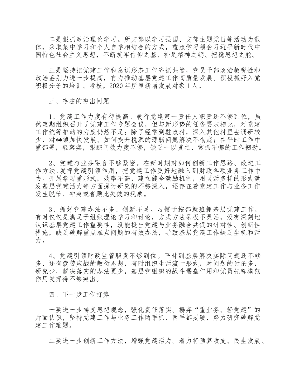 财政所党支部书记抓基层党建工作述职报告供借鉴.docx_第2页