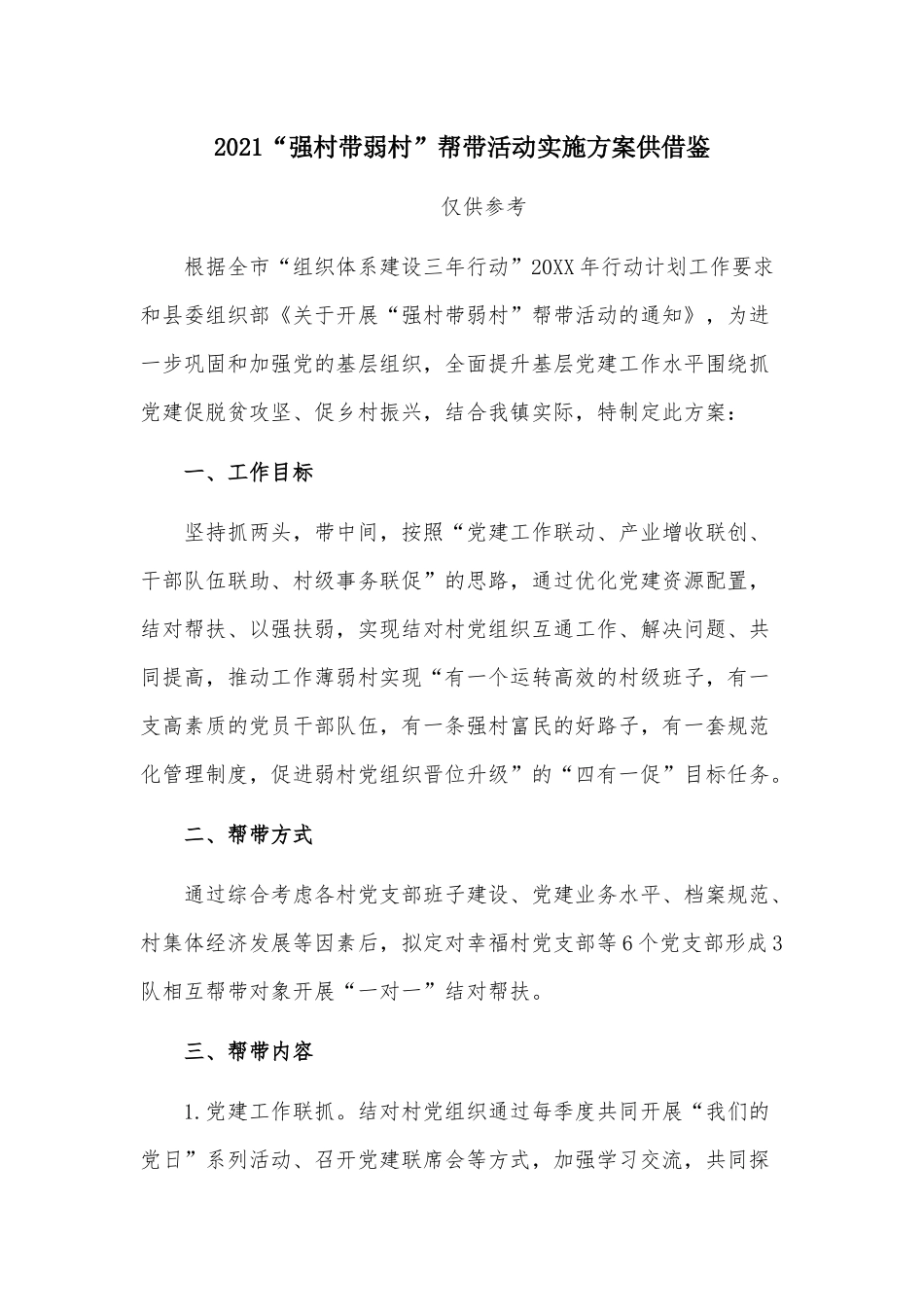 2021“强村带弱村”帮带活动实施方案供借鉴.docx_第1页