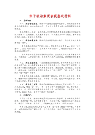班子政治素质表现鉴定材料.docx