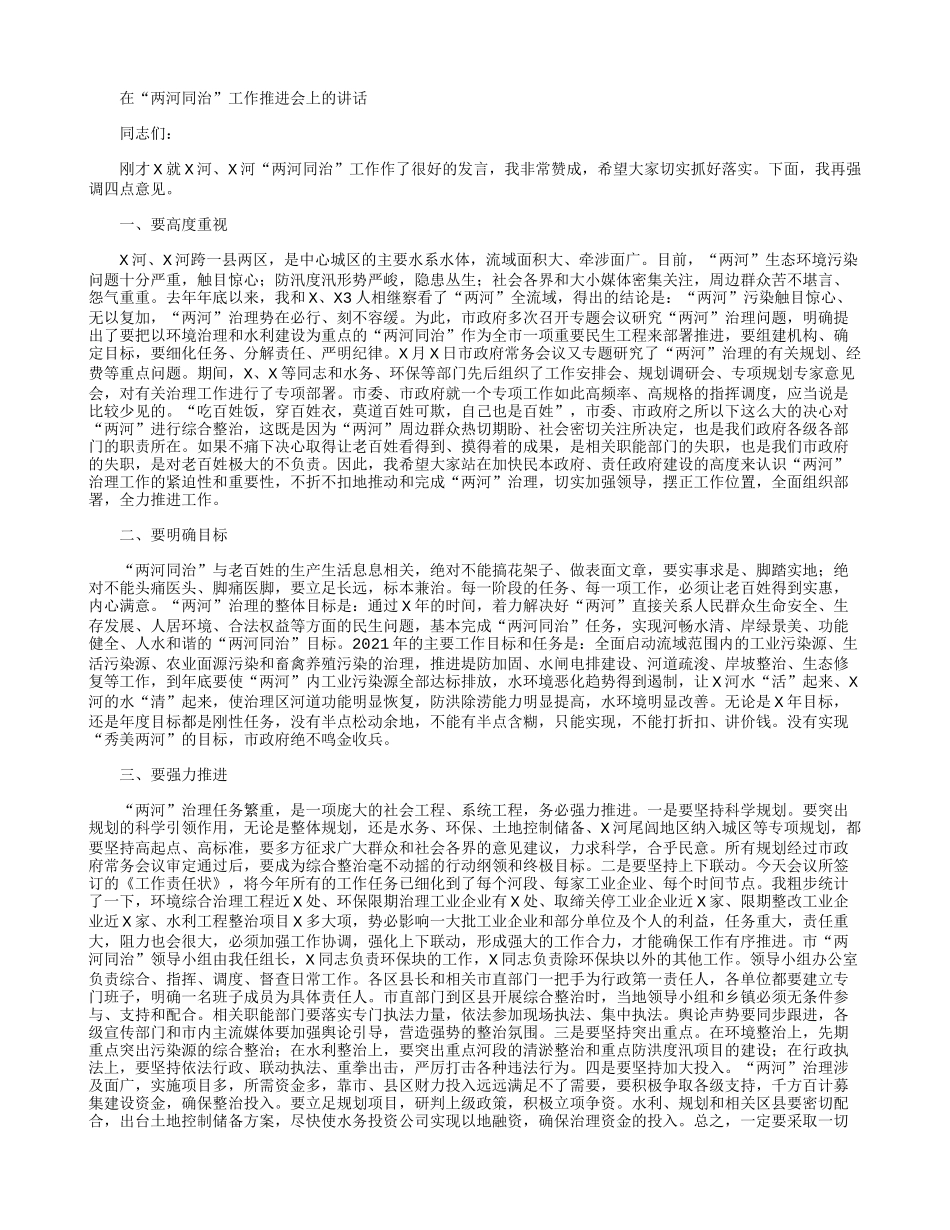 在“两河同治”工作推进会上的讲话.docx_第1页