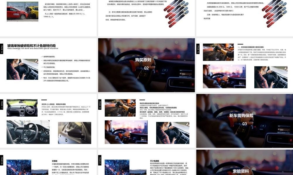简约汽车保险基本知识PPT模板下载.pptx