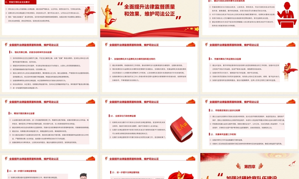 2021年关于加强新时代检察机关法律监督工作的意见PPT红色党政风纪律监察党课课件PPT模板下载.pptx