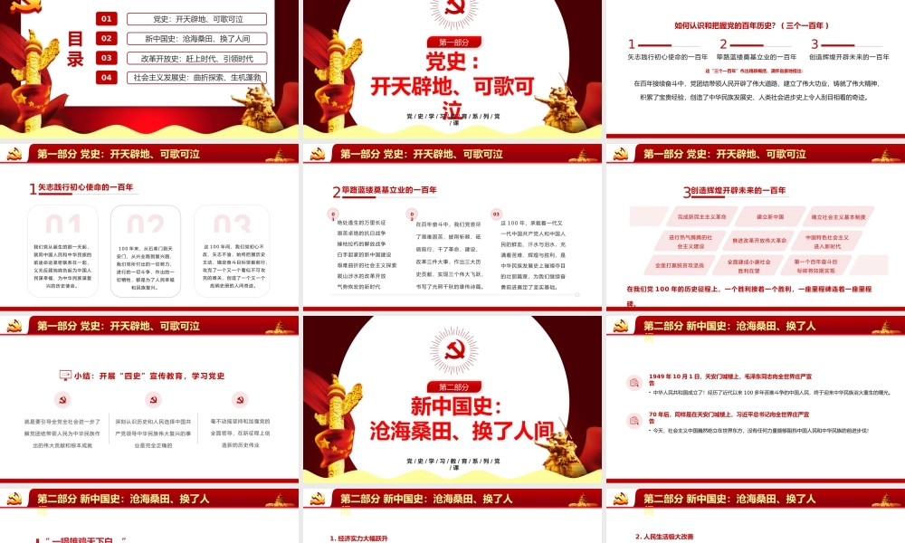 2021年上好四史必修课学深悟实得真知PPT红色党政风四史教育专题党课课件PPT模板下载.pptx