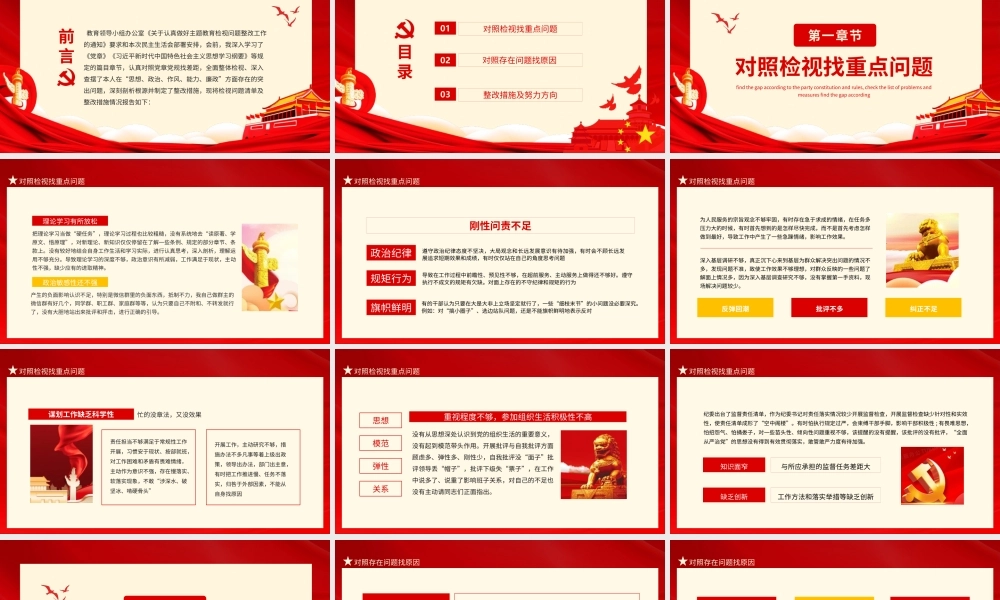 对照党章党规找差距检视问题清单及整改措施动态PPT模板下载.pptx