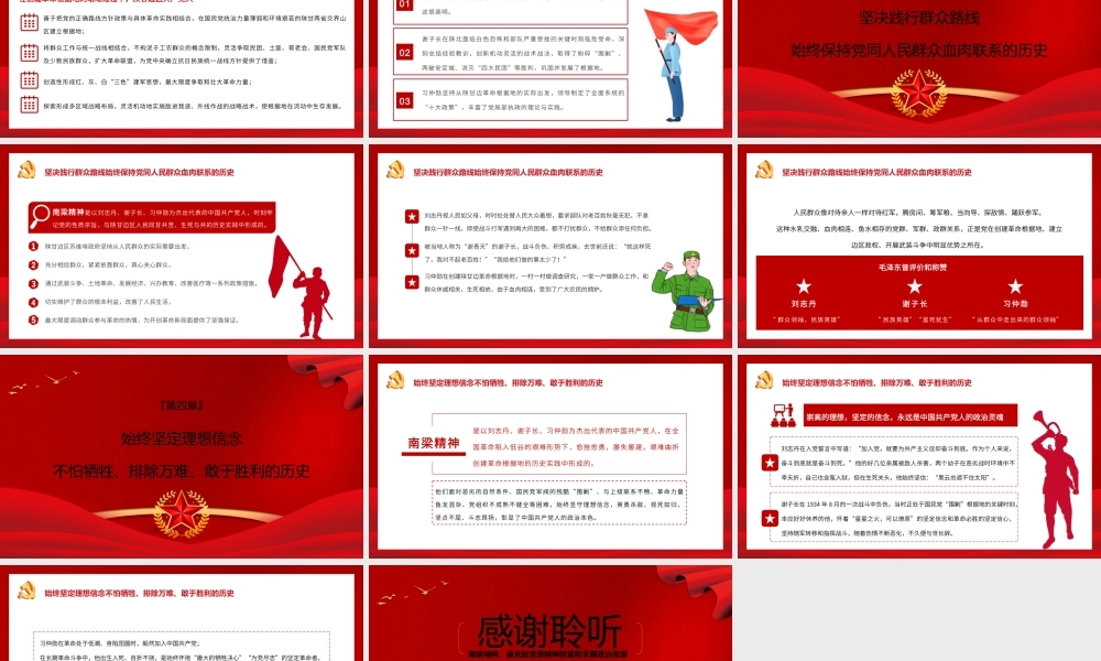 红色党政风重温南梁精神坚定理想信念党史学习PPT模板下载.pptx