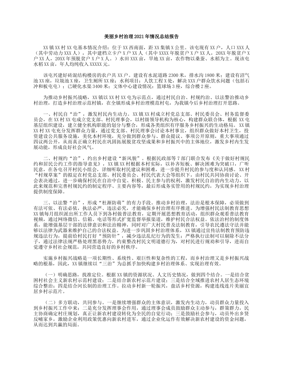 美丽乡村治理2021年情况总结报告.docx_第1页