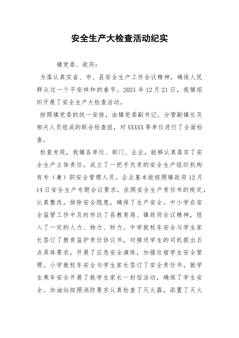 安全生产大检查活动纪实.docx_第1页