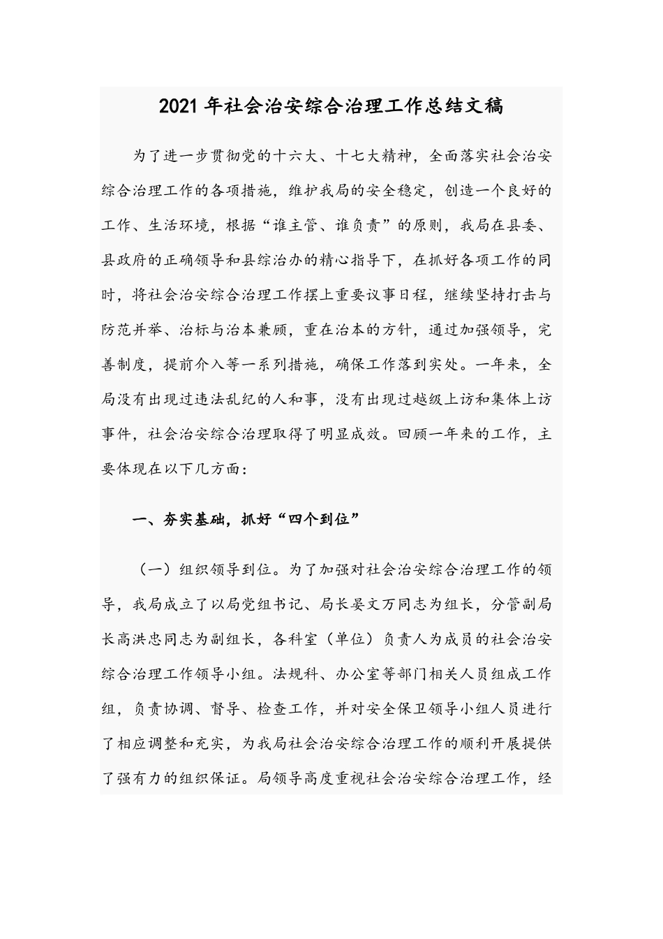 2021年社会治安综合治理工作总结文稿.docx_第1页