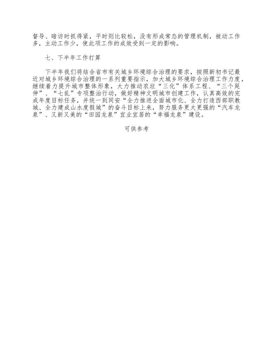 城管办关于2021年上半年工作总结及下半年工作计划供借鉴.docx_第3页