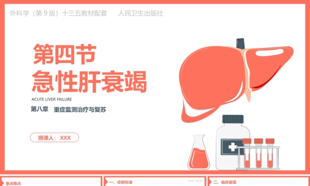 外科学（第9版）十三五教材——重症监测治疗与复苏——急性肝衰竭PPT课件（带内容）.pptx