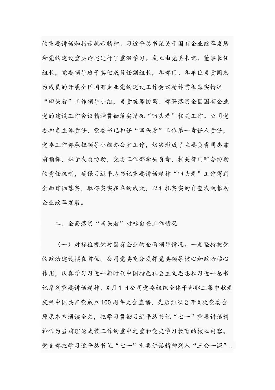 关于2021年开展全国国有企业党建工作会议精神贯彻落实情况“回头看”报告稿.docx_第2页