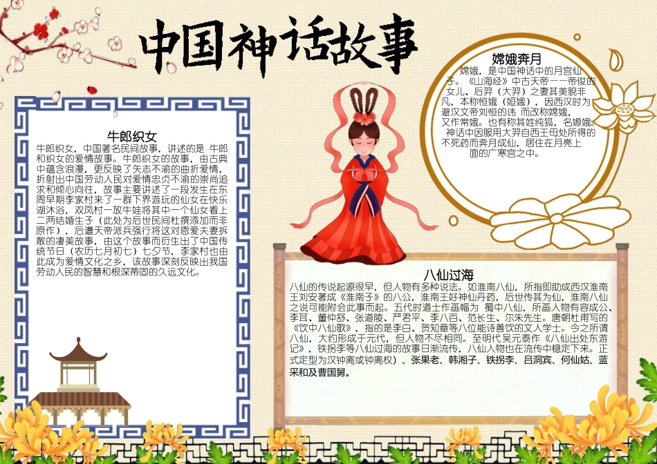 中国神话故事小报古代民间神话传说A4手抄报.docx_第1页