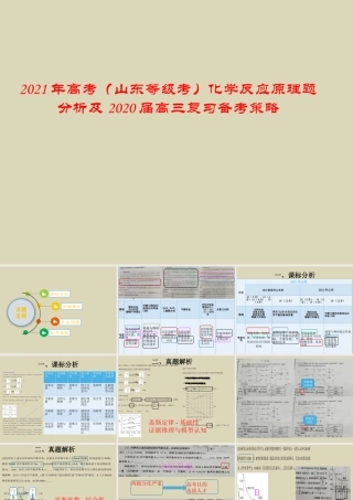2021年高考（山东等级考）化学反应原理题分析及2020届高三复习备考策略.pptx