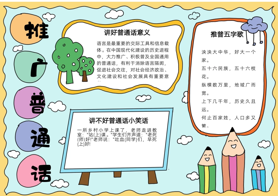 讲普通话写规范字全国推广普通话宣传周手抄报小报.docx_第1页