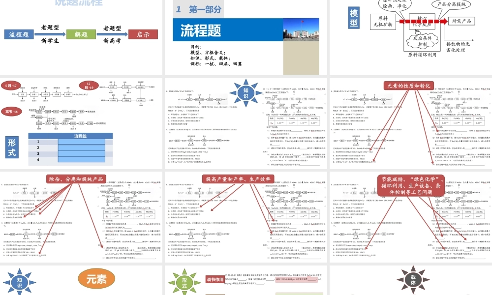 2022年高考化学工艺流程类试题分析及备考策略.pptx