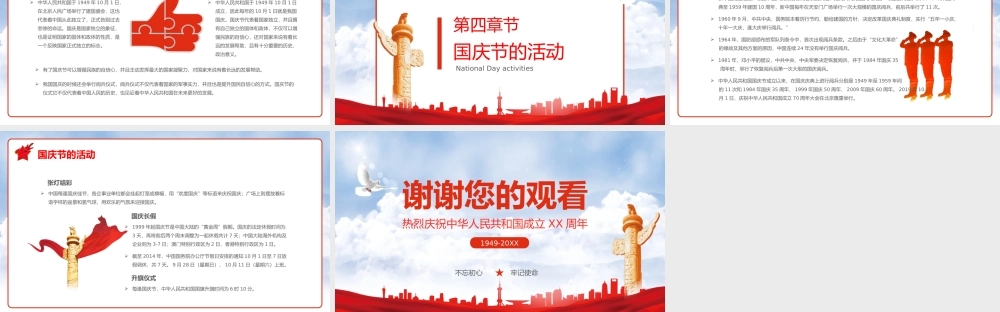 热烈庆祝中华人民共和国成立XX周年国庆节历史由来介绍PPT课件（带内容）.pptx