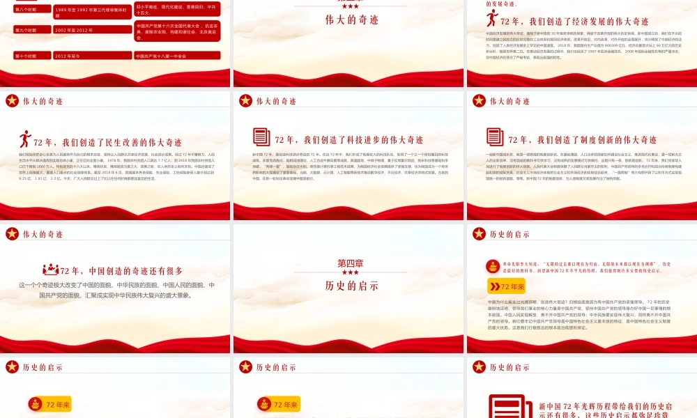 简洁国庆节中华人民共和国成立72周年党史学习PPT课件（带内容）.pptx