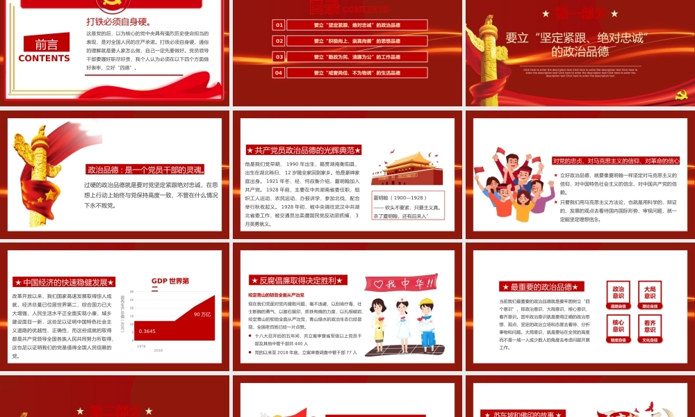 党员领导干部要立好四德党建宣传红色大气PPT模板.pptx