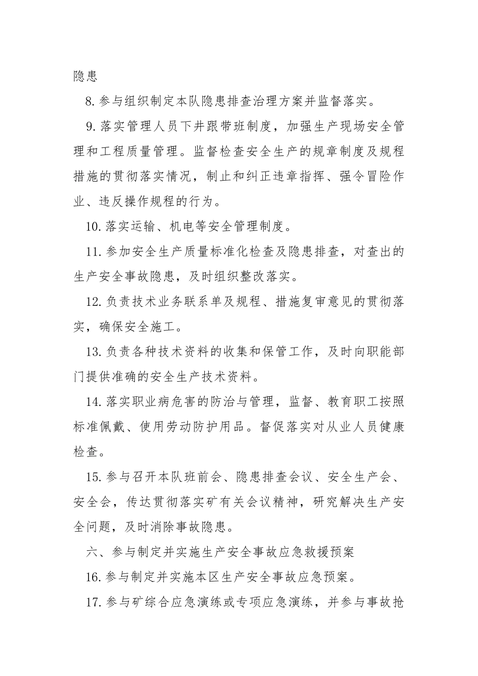 综合机电队技术员安全生产责任制.docx_第2页