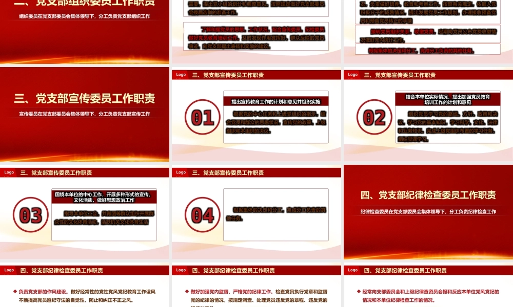 党支部书记（委员）工作职责PPT课件（带内容）.pptx