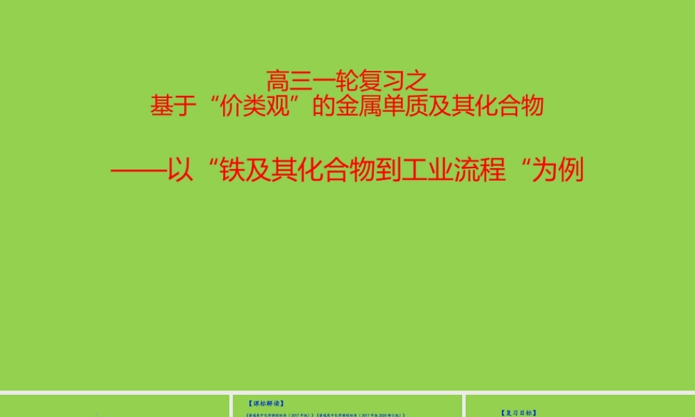 2021-2022年高考化学价类图复习铁及其化合物及工艺流程.pptx
