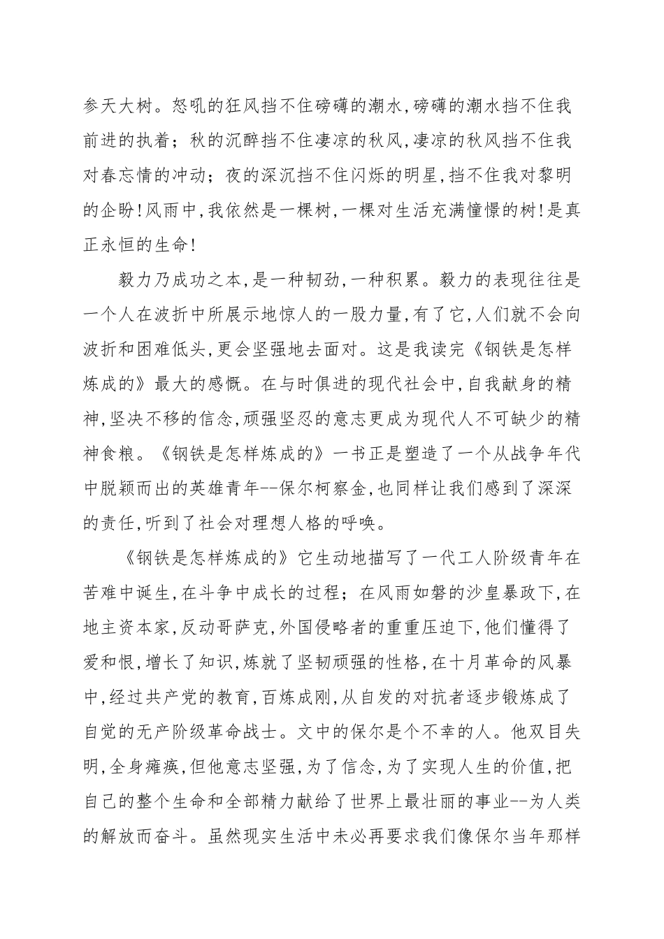 《钢铁是怎样炼成的》读后感范本模板.docx_第3页
