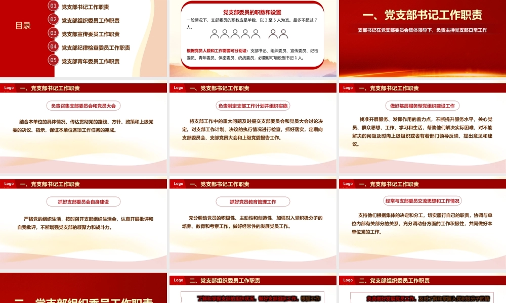 党支部书记工作职责党支部委员工作职责PPT课件（带内容）.pptx