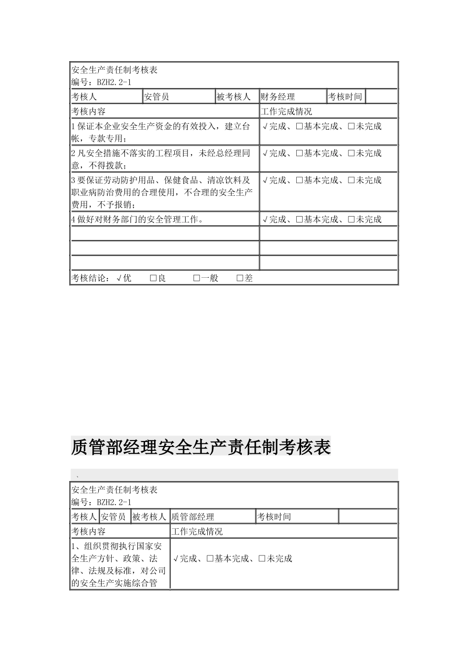 生技部经理办公室负责人车间组长工人安全生产责任制考核表模板范例.docx_第3页
