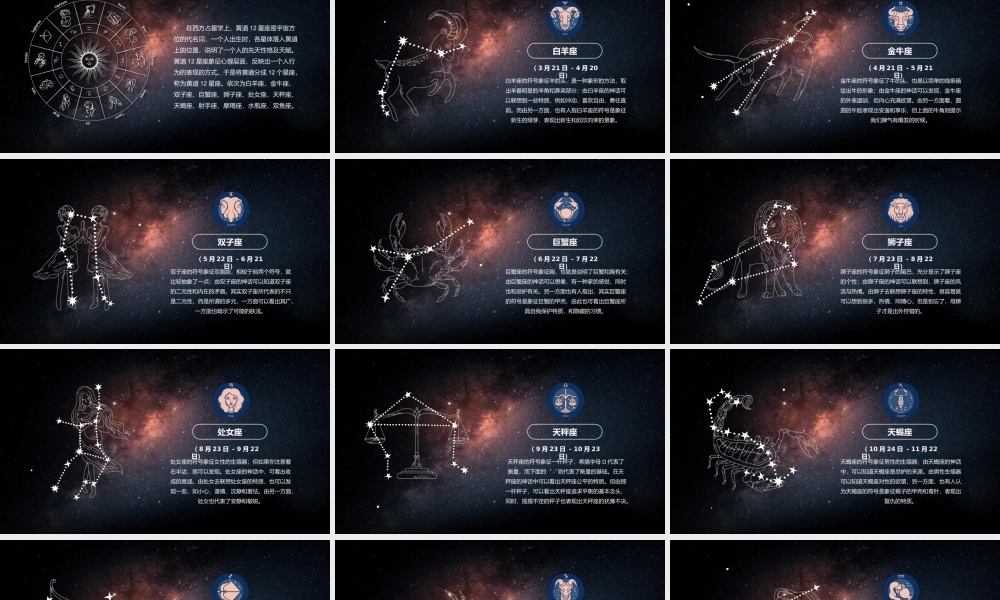 星空风十二星座简介PPT课件（带内容）.pptx