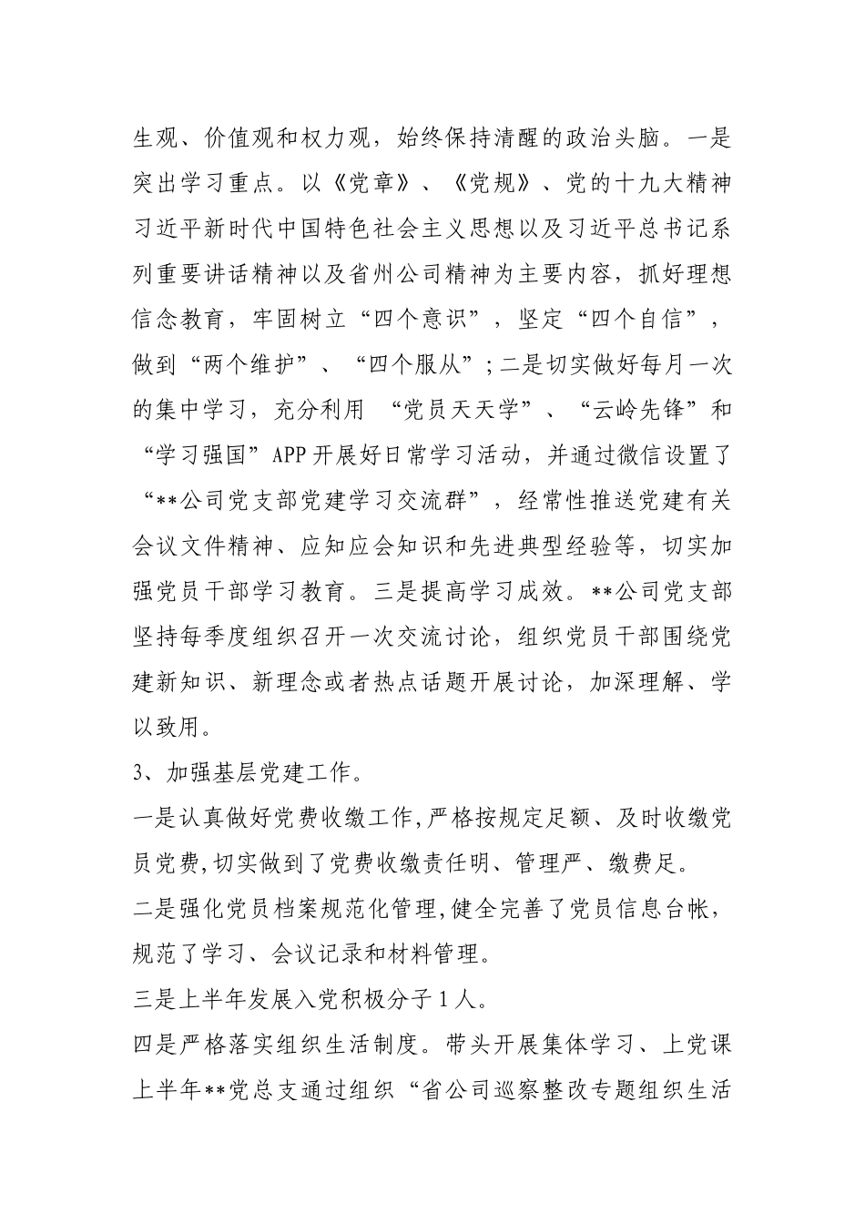 2019年履行党建工作第一责任人职责情况述职发言.docx_第3页