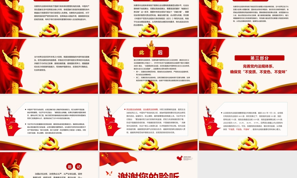2021完善党内法规体系提高党的执政能力新时代思想学习专题党课PPT模板下载.pptx