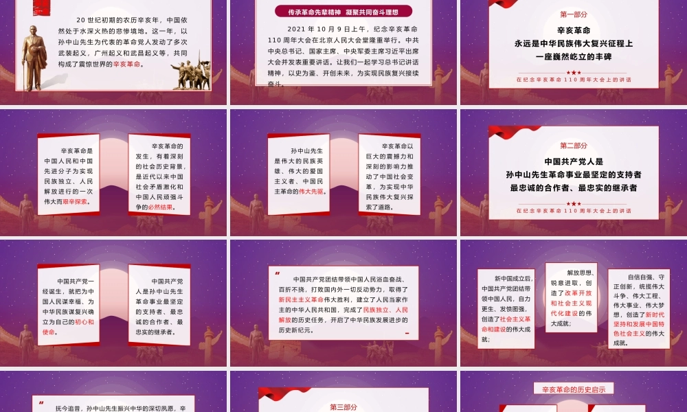 学习在纪念辛亥革命110周年大会上的重要讲话PPT课件（带内容）.pptx
